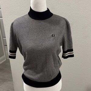 Fred Perry Black and White Crewneck Sweater
